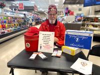 Noble Wayne Wiggins selling chocolate bars at Foodland, this is a new fundraiser for our club.